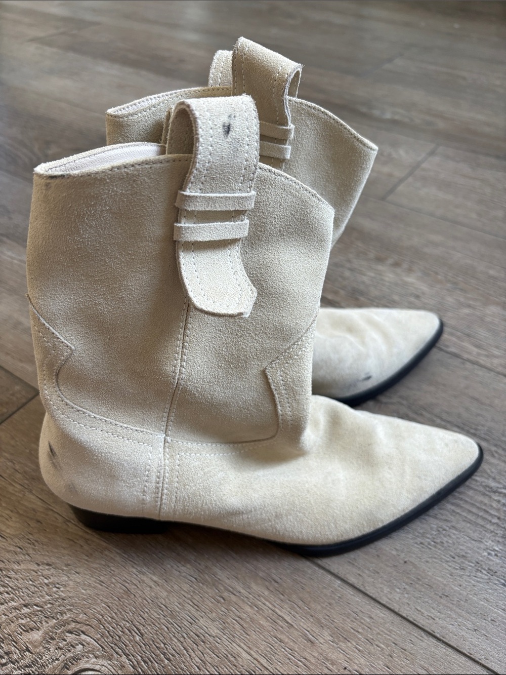 Frame Le Dallas Cream Suede Western Pull-On Boots Cowgirl Boots EUR 37.5